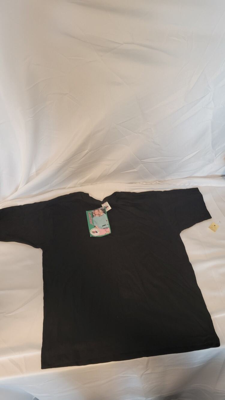 Vintage 1990s Fruit of the Loom Womens XL Black T Shirt USA Made NOS Deadstock